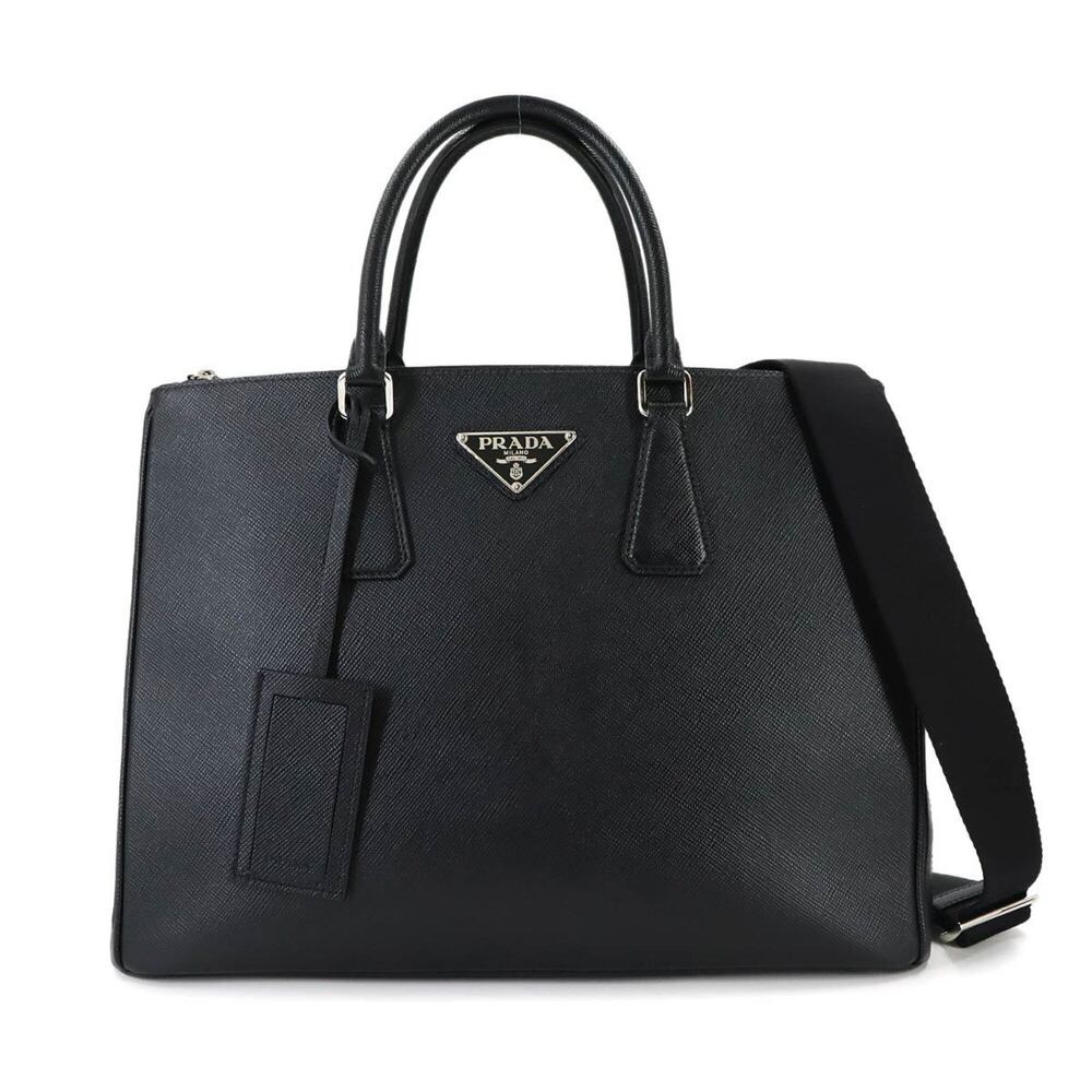 Prada PRADA 2-way Tote Shoulder Handbag Saffiano Leather Black 2VG061 Bag